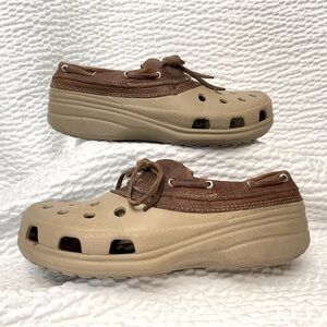 Crocs Pit Crew Islander Boat Unisex Shoes Brown/Tan Size M5-W7